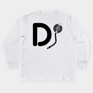 Dj Disc Jockey Turntable Arm Design Music Inspired Kids Long Sleeve T-Shirt